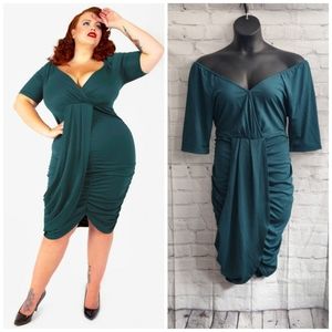 ✨Voodoo Vixen Curve Georgina Wrap Bodycon Dress - Green